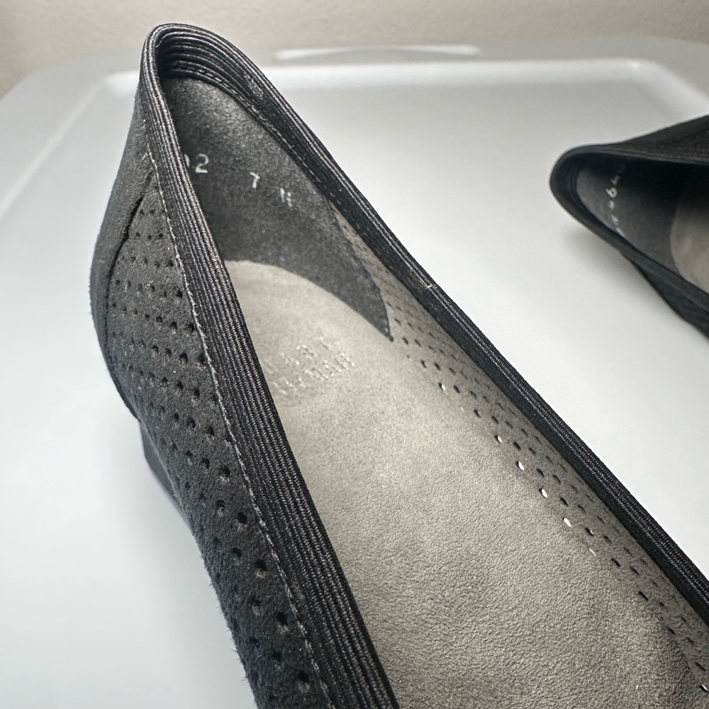 Stuart Weitzman Mesh Suede Kitten Heel Pumps with Buckle - Picture 5 of 7